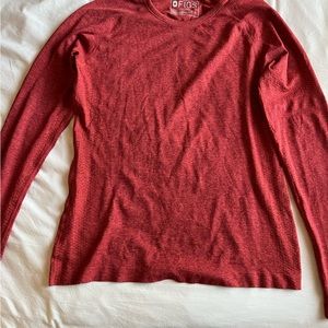 Figs salta longsleeve top L heathered auburn